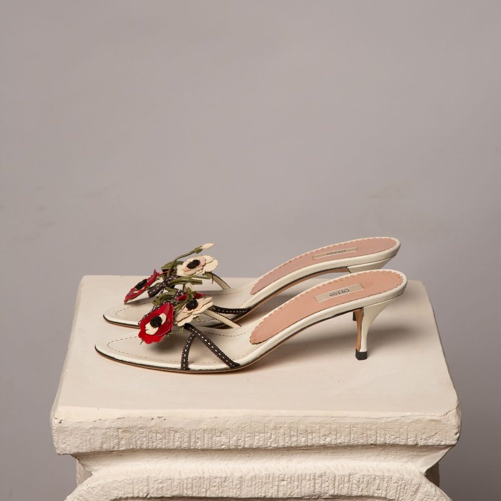 Very Rare PRADA White Florals Sandals - Picture 3 of 9